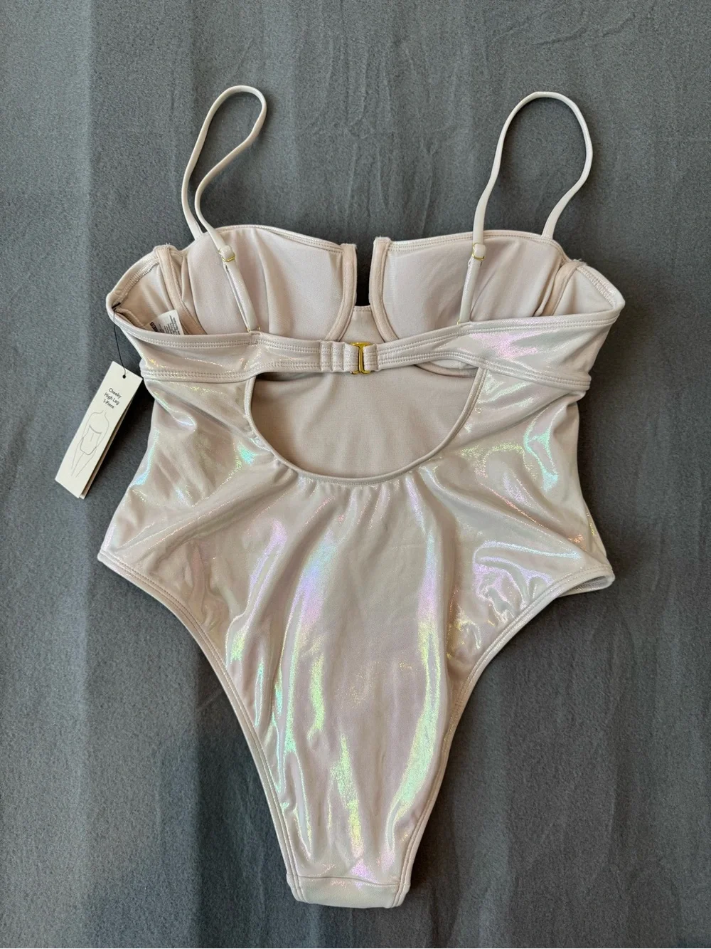 One-Piece Pearl Beige Swimsuit NWT Size L 12-14